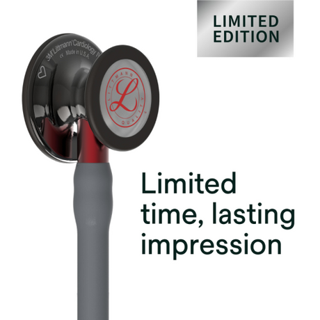 Littmann Cardiology IV Stethoscope – Gray, Red Stem, Smoke, High Polish – full stethoscope.
