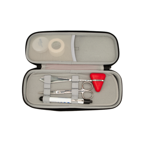 Deluxe Deep Compact Stethoscope Case 350-513BLU in blue for medical equipment storage.