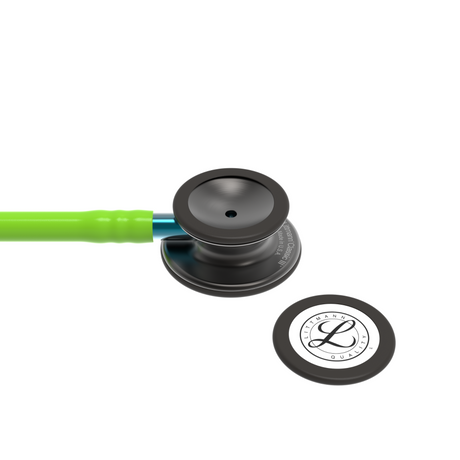 Littmann Classic III Stethoscope – Lime Green, Blue Stem, Smoke – chestpiece close-up.