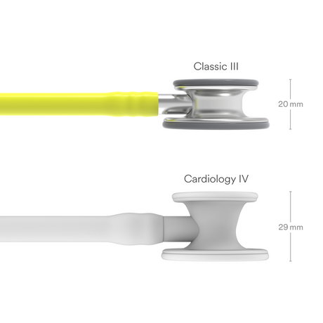 Littmann Classic III Stethoscope – Lemon Lime, Stainless Steel – size diagram.