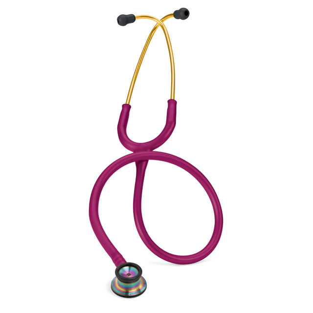 Littmann Classic II Pediatric & Infant Stethoscope – Raspberry, Brass Headset, Rainbow, Standard – full stethoscope.