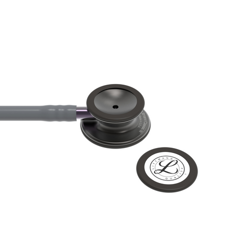 Littmann Classic III Stethoscope – Gray, Violet Stem, Smoke – chestpiece close-up.
