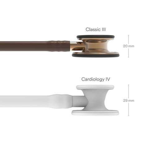 Littmann Classic III Stethoscope – Chocolate, High Polish Copper – size diagram.