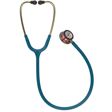 Littmann Classic III Stethoscope – Caribbean Blue, High Polish Rainbow – full stethoscope.
