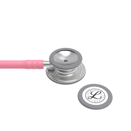 Littmann Classic III Stethoscope – Pearl Pink, Stainless Steel – chestpiece close-up.