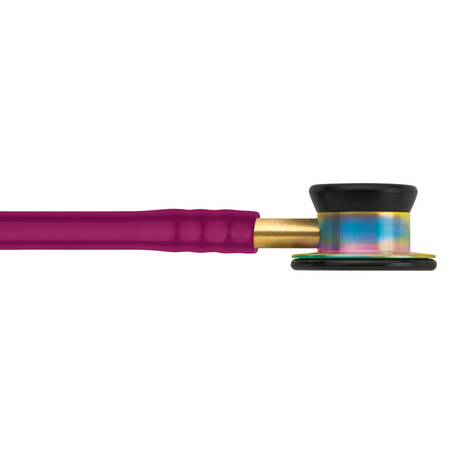 Littmann Classic II Pediatric & Infant Stethoscope – Raspberry, Brass Headset, Rainbow, Standard – size diagram.