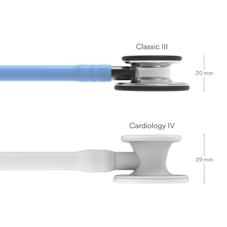 Littmann Classic III Stethoscope – Ceil Blue, Smoke Stem, Mirror – size diagram.