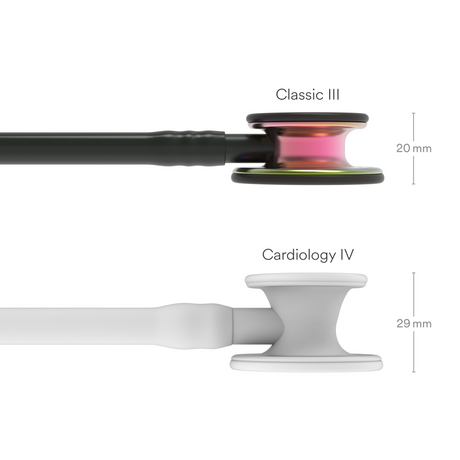 Littmann Classic III Stethoscope – Black, High Polish Rainbow – size diagram.