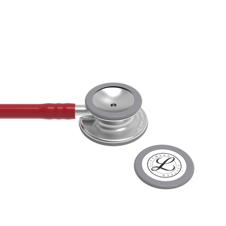 Littmann Classic III Stethoscope – Burgundy, Stainless Steel – chestpiece close-up.