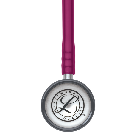 Littmann Classic II Pediatric Stethoscope – Raspberry, Stainless Steel, Standard – chestpiece close-up.