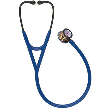 Littmann Cardiology IV Stethoscope – Navy Blue, Black Stem, Rainbow, High Polish – full stethoscope.