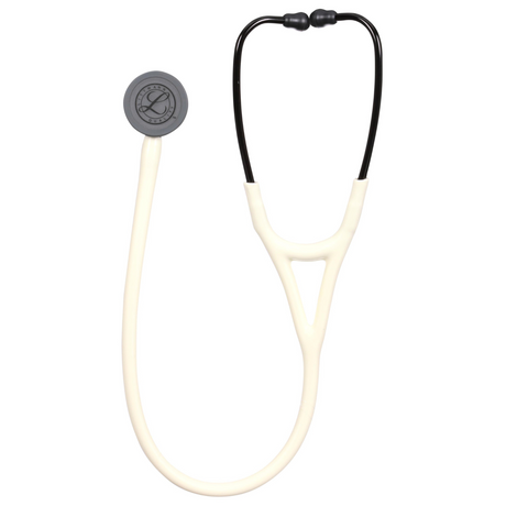 Littmann Cardiology IV Stethoscope, Satin Tubing – Alabaster, Black – chestpiece close-up.