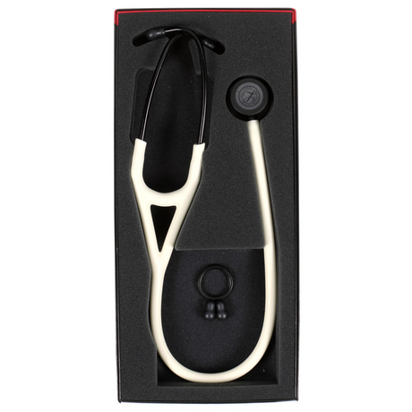 Littmann Cardiology IV Stethoscope, Satin Tubing – Alabaster, Black – size diagram.