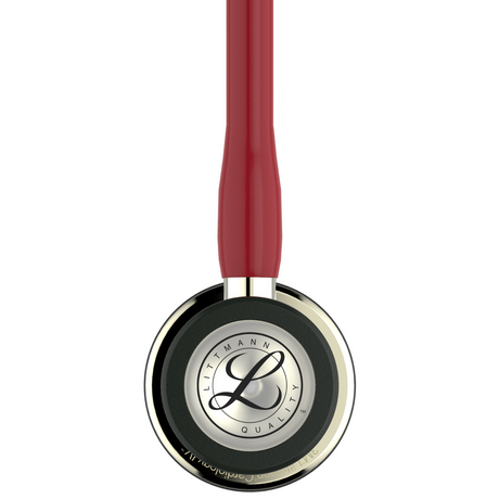 Littmann Cardiology IV Stethoscope – Burgundy, Champagne, Standard – chestpiece close-up.