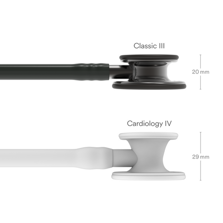 Littmann Classic III Stethoscope – Black, Smoke – size diagram.