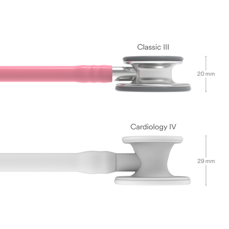 Littmann Classic III Stethoscope – Pearl Pink, Stainless Steel – size diagram.