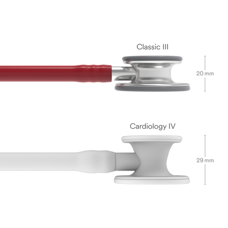 Littmann Classic III Stethoscope – Burgundy, Stainless Steel – size diagram.