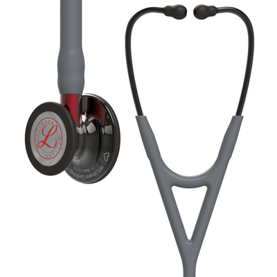 Littmann Cardiology IV Stethoscope - Gray · Red Stem · High Polish Smoke
