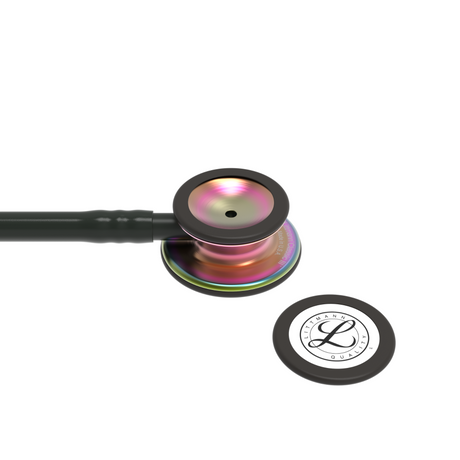 Littmann Classic III Stethoscope – Black, High Polish Rainbow – chestpiece close-up.
