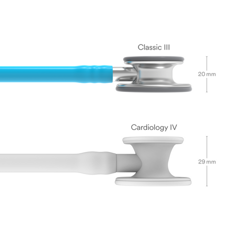 Littmann Classic III Stethoscope – Turquoise, Stainless Steel – size diagram.