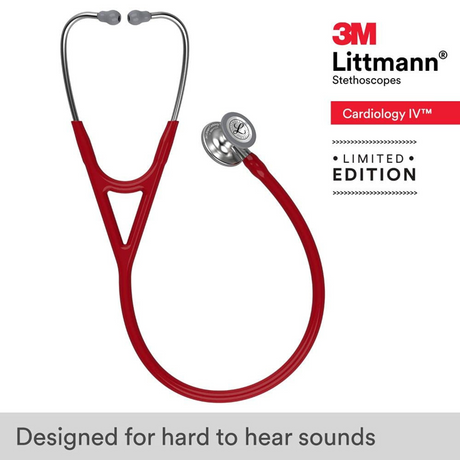 Littmann Cardiology IV Stethoscope – Burgundy, Stainless Steel, Standard – full stethoscope.